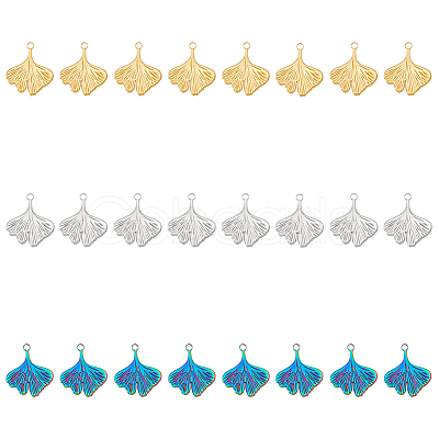 24Pcs 3 Colors 201 Stainless Steel Pendants Ion Plating(IP) STAS-DC0013-48-1