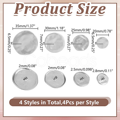 16Pcs 4 Styles 1-Hole Alloy Shank Buttons BUTT-HY0001-16MG-1