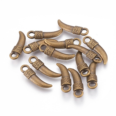 Tibetan Style Alloy Italian Horn Pendants EA13608Y-AB-1