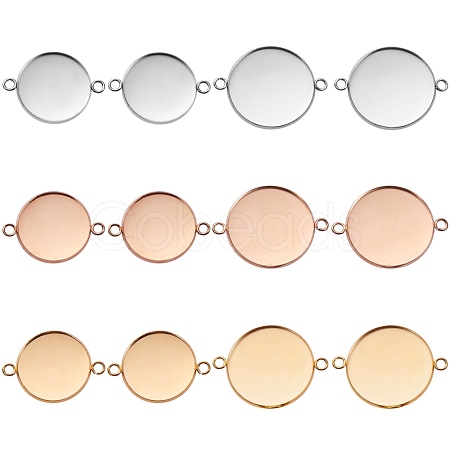 12Pcs 6 Style 304 Stainless Steel Cabochon Connector Settings STAS-SZ0001-42-1
