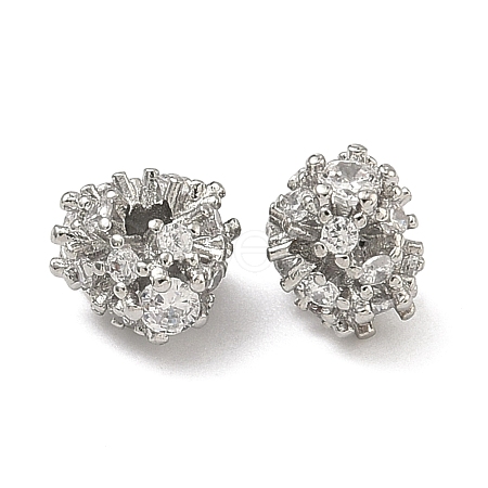 Brass Clear Cubic Zirconia Beads KK-D228-23P-1