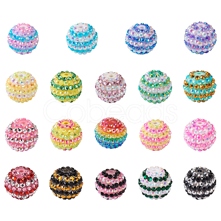 38Pcs 19 Colors Resin Rhinestone Beads Sets RESI-TA0001-81-1