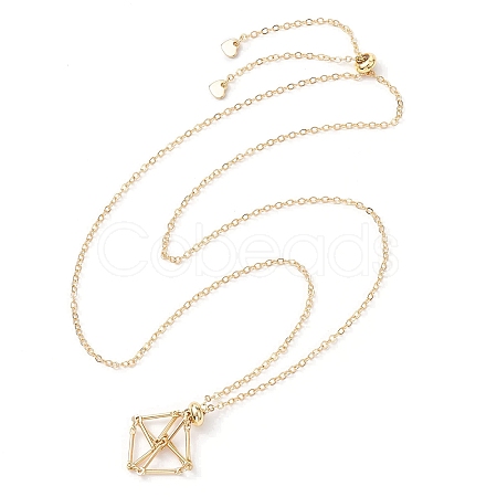 Crystal Stone Cage Pendant Necklaces NJEW-JN04766-01-1