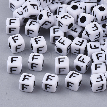 White Opaque Acrylic Beads MACR-R869-02F-1