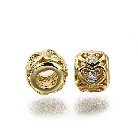 Brass Micro Pave Cubic Zirconia Beads KK-Z100-01G-1