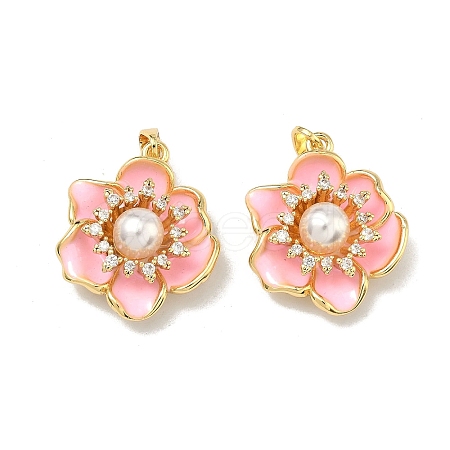 Brass Micro Pave Clear Cubic Zirconia Pendants KK-H265-06G-1