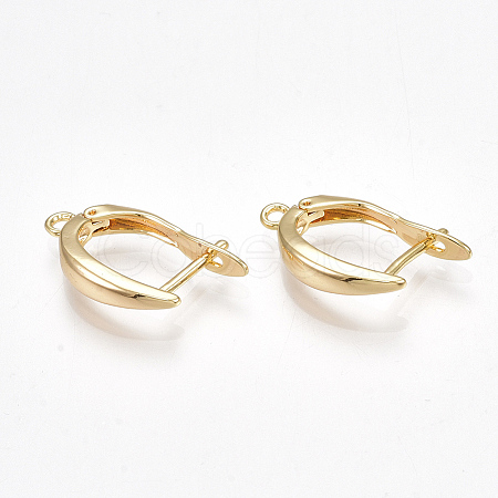 Brass Hoop Earring Findings with Latch Back Closure X-KK-S350-072G-1