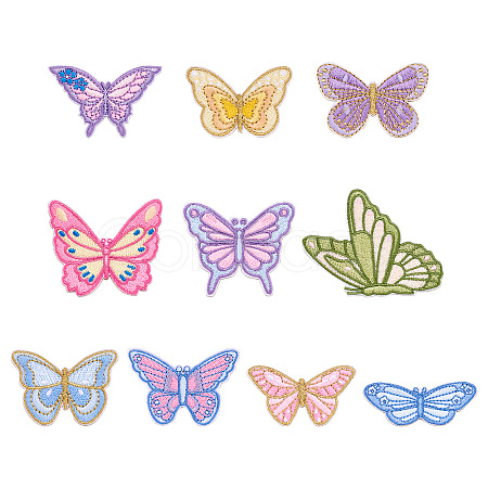 10Pcs 10 Styles Computerized Embroidery Cloth Self Adhesive Patches PATC-TA00001-04-1