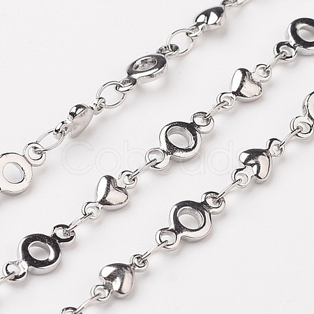 Tarnish Resistant 304 Stainless Steel Heart Chains X-CHS-K001-55-1