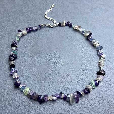 Natural Fluorite Chip Beaded Necklaces for Women IW6789-13-1