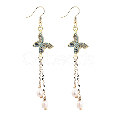 Brass Micro Pave Cubic Zirconia Dangle Earrings EJEW-JE04264-1