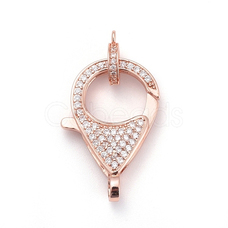 Brass Micro Pave Cubic Zirconia Lobster Claw Clasps ZIRC-F110-01B-RG-1