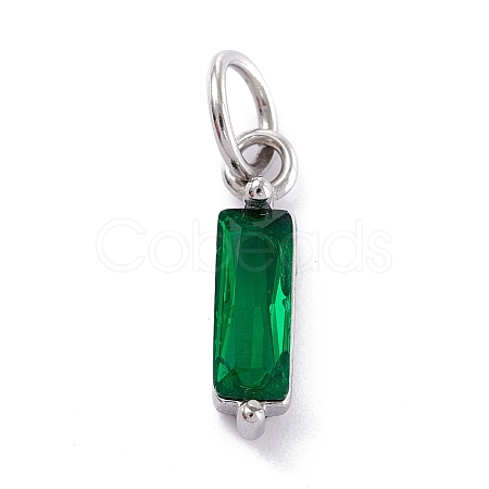 304 Stainless Steel Cubic Zirconia Pendants STAS-E487-21P-06-1