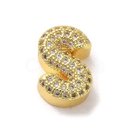 Brass Micro Pave Clear Cubic Zirconia Charms ZIRC-C009-01G-S-1