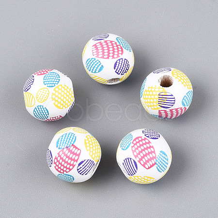 Spray Painted Schima Wood Beads WOOD-T032-37A-1