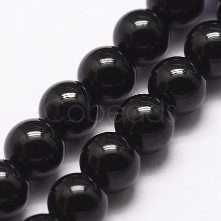 Natural Black Onyx Beads Strands X-G-A163-05-6mm-1