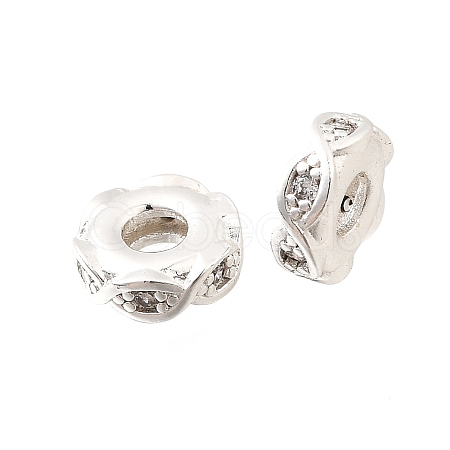 Brass Micro Pave Clear Cubic Zirconia Beads KK-K300-06A-S-1