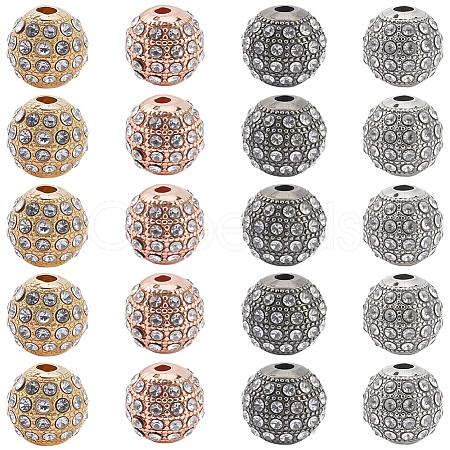 20Pcs 4 Colors Alloy Rhinestone Beads FIND-PA0001-20-1