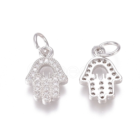 Brass Micro Pave Clear Cubic Zirconia Charms ZIRC-I036-08P-1