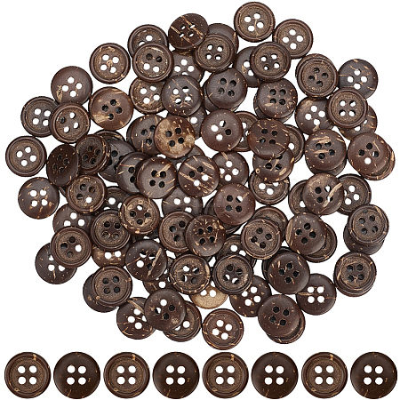 100Pcs 4-Hole Coconut Buttons BUTT-CY0001-30-1