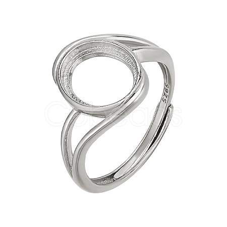 1Pc Rhodium Plated 925 Sterling Silver Adjustable Ring Components FIND-PH0023-51-1