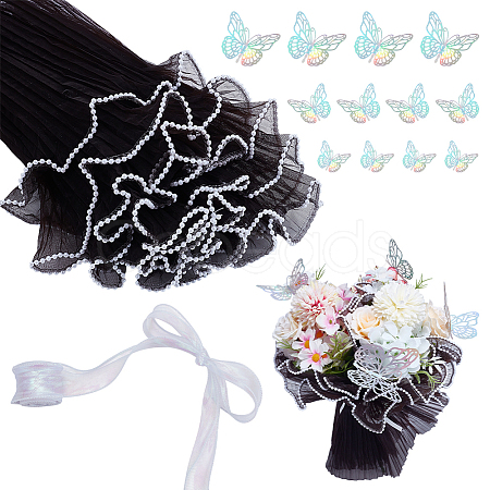 Pleated Polyester Mesh Gift Wrapping Bouquet Packaging for Valentine's Day DIY-UN0006-65A-1