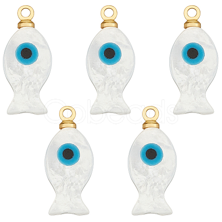 5Pcs Natural White Shell Pendants SHEL-BC0001-051-1