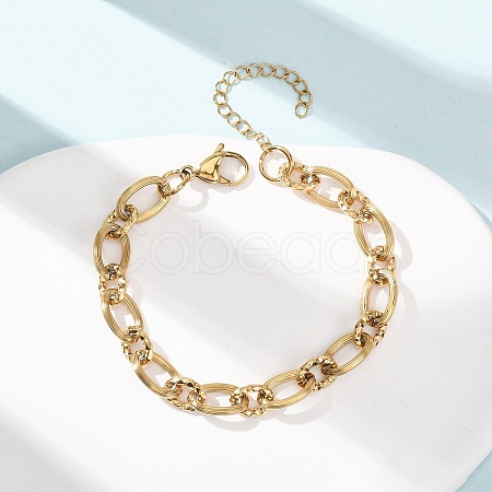 8MM 304 Stainless Oval Link Chain Bracelets SA-CBA725A-27G-1