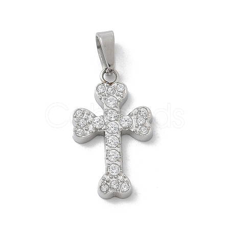 304 Stainless Steel Micro Pave Cubic Zirconia Pendants STAS-Z107-08P-08-1