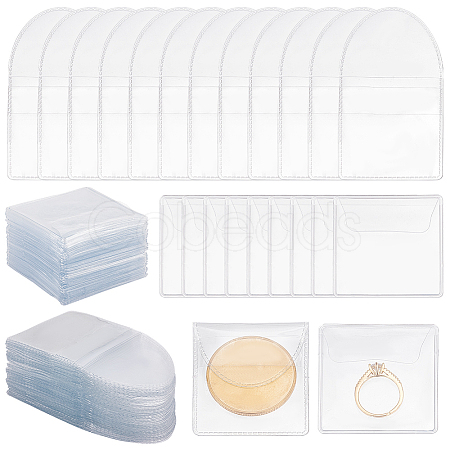 100Pcs 2 Styles Dustproof PVC Commemorative Coin Storage Envelope Bags for Jewelry ABAG-PH0001-49-1