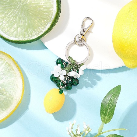 Opaque Resin & Spray Painted Crackle Glass Keychains KEYC-JKC01343-02-1