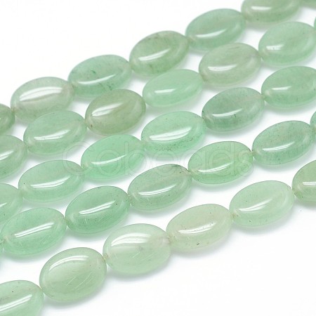 Natural Green Aventurine Flat Oval Bead Strands G-M206-22-1