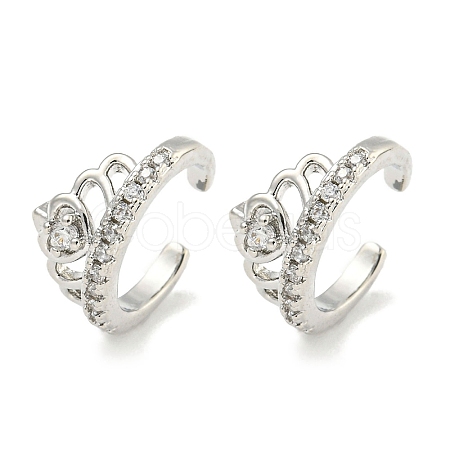 Brass Micro Pave Cubic Zirconia Cuff Earrings EJEW-C104-022P-1