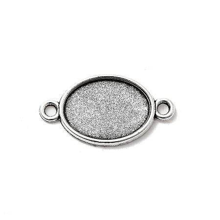 Tibetan Style Alloy Flat Oval Cabochon Connector Settings TIBE-M022-06AS-1