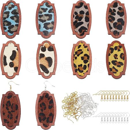 Olycraft DIY Leopard Print Pattern Rectangle Dangle Earring Making Kit DIY-OC0009-49-1