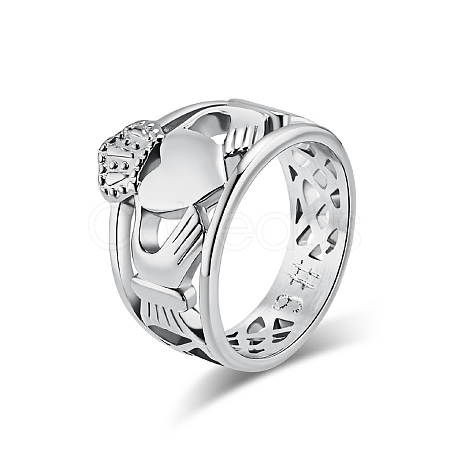 304 Stainless Steel Hollow Finger Rings for Men Women PW-WG73405-04-1-1