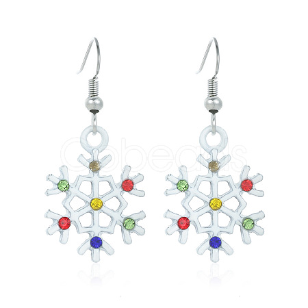 Snowflake Alloy Enamel Dangle Earrings FS-WGD9918-15-1