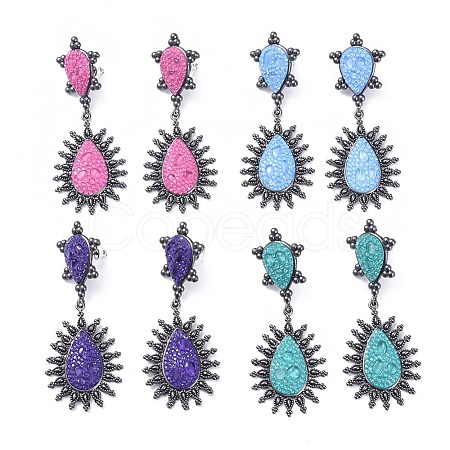 Polymer Clay Rhinestone Dangle Stud Earrings EJEW-E249-01-1