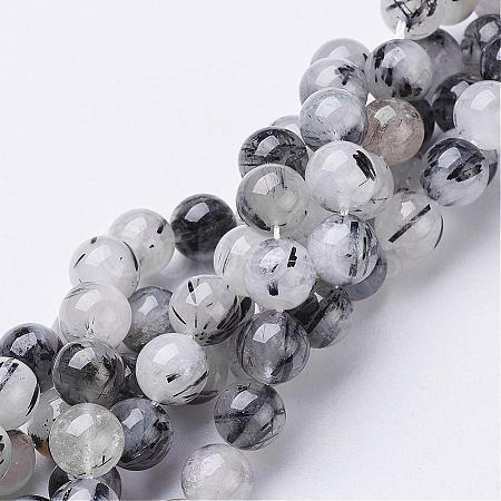 Natural Black Rutilated Quartz Beads Strands G-D295-10mm-1