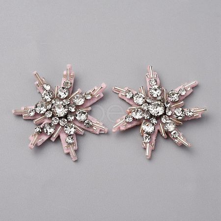 Glass Crystal Rhinestone Sew on Cloth Patches PATC-WH0008-226E-1