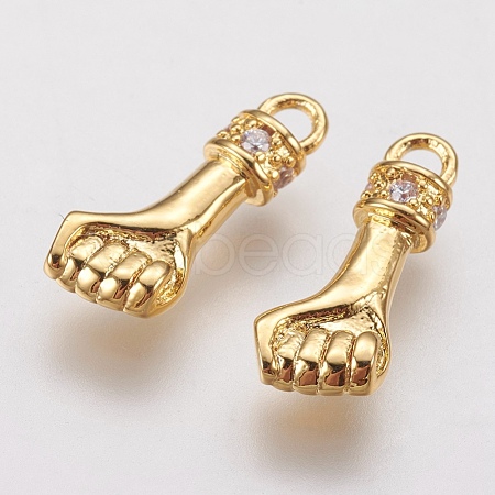 Brass Micro Pave Cubic Zirconia Pendants X-ZIRC-G133-02G-B-1