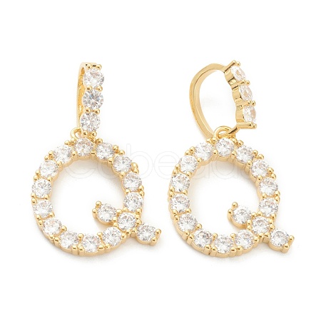 Brass Micro Pave Clear Cubic Zirconia Pendants ZIRC-J039-18G-Q-1