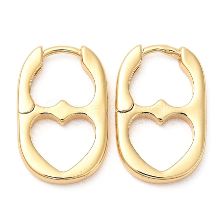Rack Plating Brass Oval with Heart Hoop Earrings EJEW-D064-09G-1