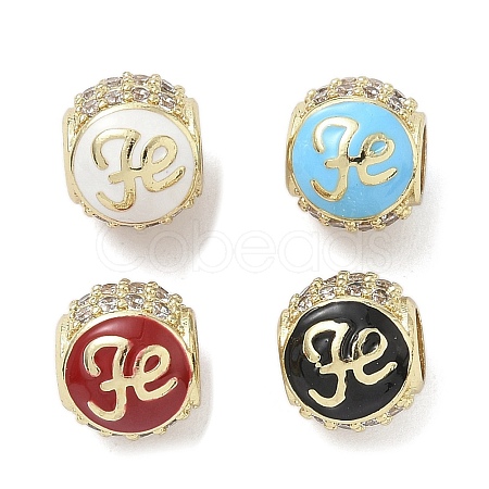 Real 18K Gold Plated Brass Micro Pave Cubic Zirconia Barrel European Beads KK-K368-19G-1