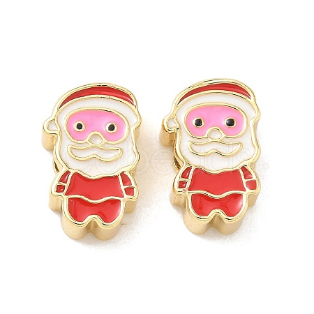 Christmas Brass Enamel Beads KK-I474-G19-1