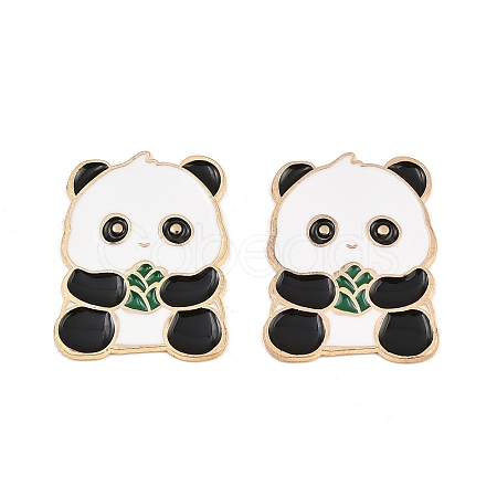 Panda with Bamboo Alloy Enamel Cabochons AL-CBA1A6F-06KCG-A-1