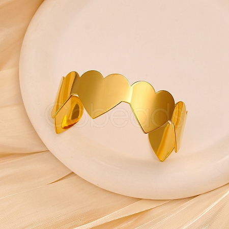 Romantic 304 Stainless Steel Cuff Bangles for Women BJEW-Q045-01G-1
