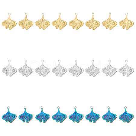 24Pcs 3 Colors 201 Stainless Steel Pendants Ion Plating(IP) STAS-DC0013-48-1