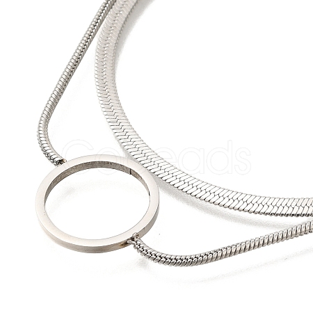 201 Stainless Steel Double Layer Snake Chain Necklaces STAS-B076-06P-1