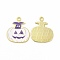 Rack Plating Alloy Enamel Pendants, Cadmium Free & Nickel Free & Lead Free, Halloween Theme, Pumpkin Charm, Light Gold, White, 23x20x1.5mm, Hole: 1.8mm